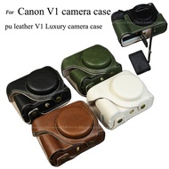 V1 Casing Luxury PU Leather for Canon PowerShot V1 Camera Case Bag Body Cover Canon V1 Open Battery 