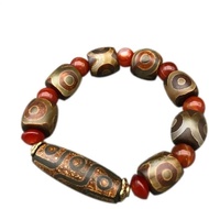 1Pcs Tibetan Dzi Beads Agate Bracelet Ethnic Style Barrel Beads Old Agate Nine Eye Dzi Beads Bracele