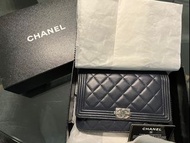 Chanel boy woc 藍銀扣 銀包 wallet on chain
