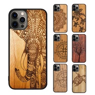Natural Bamboo Wood Phone Case For iPhone 14 13 Pro Max Coque 12 11 Pro Max 8 PLUS 7 6S XR X XS mini se mobile fundas cover