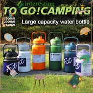 INTERESTING Water Bottle, Stainless Steel 2L/2.5L Sports Water Bottles, Portable Thickened Insulated