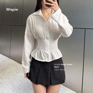 KEMEJA Wispie Body Goals Shirt Women's Fitted Work Shirt Rubber Corset Maroon White Long Casual Shak
