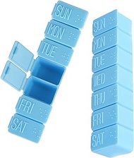 2Pack Weekly Pill Organizer,7 Days Pill Cases Travel Daily Pill Box Medicine Organizer Pill Box 7 Day Pill Organizer Weekly for Fish Oil, Calcium Tablets Supplements and Other Vitamin Pill (Blue+Blue)
