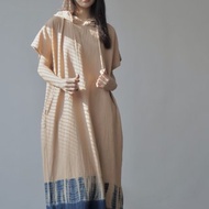【棉麻手工藍染】 連帽寬鬆/三色衛衣裙