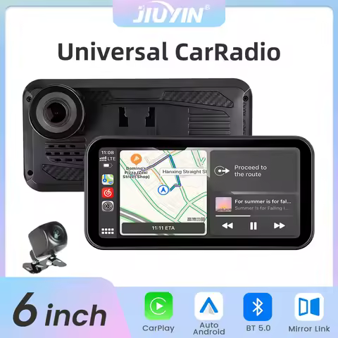 JIUYIN 4K HD DVR 6 inch Universal Car Radio Multimedia Navigation Wireless CarPlay Apple Android Aut