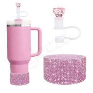 2 Shiny Diamond Silicone Cases and Crystal Straw Top Accessories Set, Suitable for 30 Ounces/40 Ounc