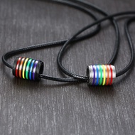 < 316 Shop > [F467] (High-Quality Titanium Steel Necklace-Rainbow Cylindrical Stainless Necklace/Cyl