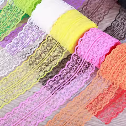10Yards 4.5cm Lace Tape DIY Apparel Sewing Fabric White Black Blue Pink Purple Red Lace Trimming Gif