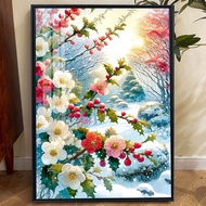 Winter Plum Blossom Cross Stitch Set 2024 New Style Chinese Landscape Cross Stitch Material Package