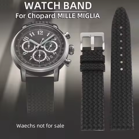 ‌21mm 23mm Fluorine Rubber Strap for Chopard Mille Miglia 168619 Racing Tire Pattern Men's Waterproo