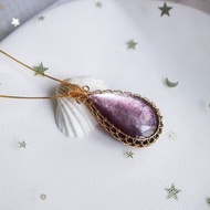 【一物一圖】14K包金紫鋰雲母吊墜連S925銀鍍金項鍊