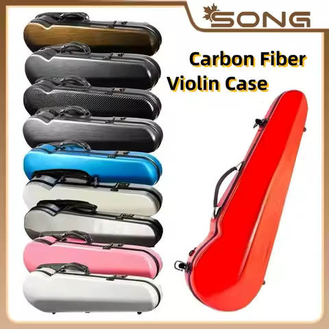 Multicolor triangle violin box 4/4 3/4 carbon fiber violin case violin accessary with Hygrometer