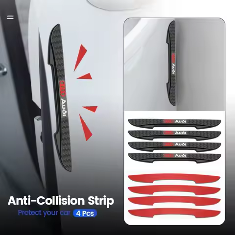 4pcs Rubber Car Door Edge Protective Sticker Strip Anti-Collision Guard For Audi Audi RS A3 A4 Q1 Q2