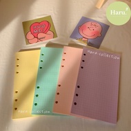 [HARU] Soft Pastel Color Grid Loose Leaf Paper 6 Rings Pastel Binder Paper 6 Holes A5 A6