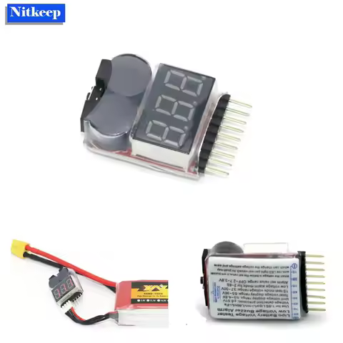 2IN1 Lipo Battery Voltage Tester volt meter monitor buzzer Alarm 1-8s 3.7V-22.2V For Rc Lipo Battery