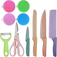 cute pink kitchen cooking knife set of 10 sharp slicing paring knives and accessories (set of 10 Pie