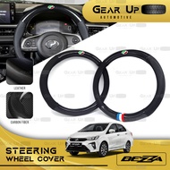 [STEERING COVER] Perodua BEZZA 2023 BARU Carbon Fibre Leather Accessories Bodykit Gear Up Aksesori Kereta 2023 Car