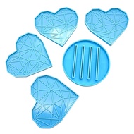 Resin Coasters Molds,4 Coaster Resin Molds for Epoxy Resin with Silicone Coaster Holder Mold,Epoxy Resin Coaster Mold