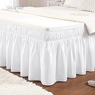 VOCANDER White Queen Size Bed Skirt 14 Inch Drop Easy to Put On-Elastic Wrap Around Dust Ruffle for Bed Frame &amp; Mattress-Luxury Wrinkle Free Microfiber Fabric Machine Washable