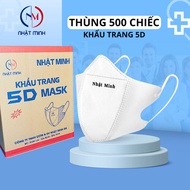 Box of 500 Nhat Minh 5D masks designed with 3 layers of non-woven fabric, safe for health