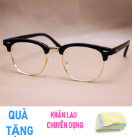 [HCM][ GIá sỉ ] Kính nam nữ giả cận nữa gọng phong cách hàn quốc (vàng)+Tặng khăn lau chuyên dụng