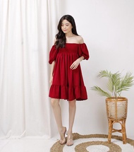 Ami Collection - Dress Midi Karet Smock / Dress Midi Smock Karet / Midi Dress / Dress Wanita /