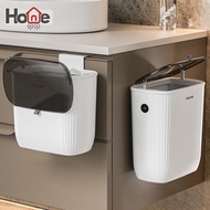 Tong Sampah Tandas Dinding Warna Hitam dan Putih, Kedap Air, Pelekat Tanpa Paku, Penutup Berganda Se