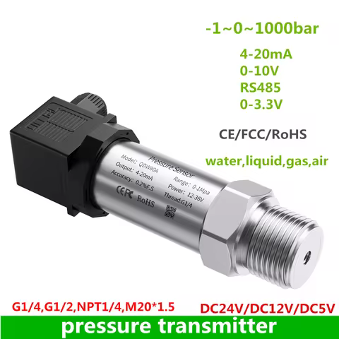 Pressure Transmitter 4-20mA 0-10V RS485 Pressure Sensor G1/4 NPT1/4 0-1bar 10bar 16bar 60bar Pressur