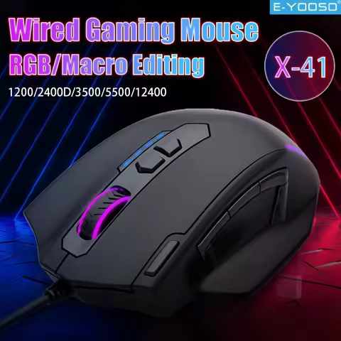 E-YOOSO X-41 USB Wired Gaming Mouse RGB Backlit 12400 DPI PAW3327 11 Programmable Buttons Game Mice 