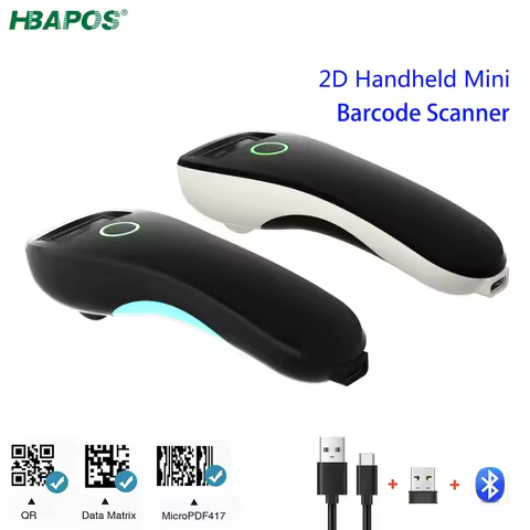 Barcode Scanner HBA-W6 Wireless 1D/2D CMOS Scanner USB Bluetooth Mini Pocket QR Reader IOS Android W