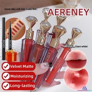 【Free Gift】AERENEY  Velvet Matte Lip Gloss 6 Pieces Non-fading Lipstick Velvet Matte Lip Gloss Set, 