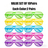 10 Pairs Shutter Shades Glasses Neon Slotted Sunglasses 80s Accessories Eyewear Props