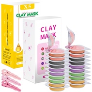 20 Pods Clay Mask Set, Face Mask Skin Care,Green Tea, Turmeric, Dead Sea Mud, Rose, 24K Gold, Eggpla