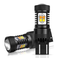 AUXITO 2ชิ้น7443 1157 W21 T20 3157/5W W21W Led Canbus หลอดไฟสลับกลับไฟเลี้ยวไฟสัญญาณคู่สีขาวและสีเหล