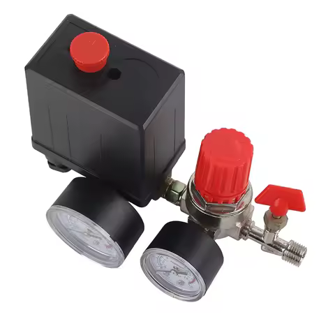 2-G1/4 Small Air Compressor Pressure Switch Control Valve Regulator with Gauges Air Regulator Valve