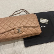 一週折扣 Chanel CF奶茶色羊皮三層銀扣包