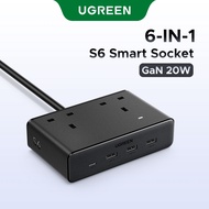 UGREEN S6 GaN20W 6-in 1 Smart Socket Magic Cube Socket USB C+USB A*3 +  AC*2 Multi-function Plug-in 