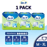 DR. P PANTS VALUE LEVEL 6 ABSORBENCY ADULT PANT DIAPER M10/ L9/ XL8 (1 PACKS) - 2X SKIN PROTECTION W