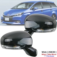 Black Side Mirror w/ LED &amp; Electric Folding For Toyota Wish ZGE20 ZGE21 ZGE22 ZGE25 2009-2018 (7 Wire)