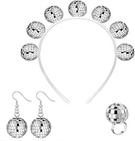 Disco Ball Costume 4 Pieces Disco Outfit Women's Extra Stable & Shiny Disco Ball Headband Earrings R