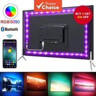 RGB 5050 LED Strip Lights, Bluetooth Remote App Control, TV Backlight, Flexible Ribbon Tape, USB 5V 
