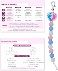 Cervical Dilation Beads with APGAR Score Newborn Assessment Reference Card (Baby Footprint)