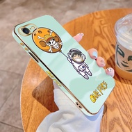 For iPhone 7 Plus 8 Plus SE 2020 SE 2022 6 Plus 6s Plus Anime One Piece Luffy Astronaut Luxury Plating TPU Soft Case Full Cameras Protective Shockproof Phone Casing