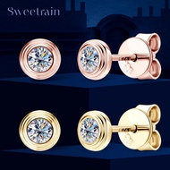 Sweetrain 0.1CT 3mm Rose Gold Color Moissanite Stud Earrings for Women Certified 925 Silver Small Di
