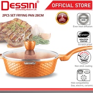 DESSINI ITALY GGFFP-28 Frying Pan Granite Die Cast Aluminium Non Stick Casserole Pot Bowl Cookware T