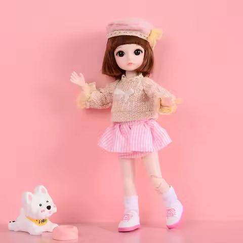 11.61 IN BJD Dolls 13 Movable Bendable Joints Charming 3D Eyes Dress Up Pink Princess Outfit Fashion