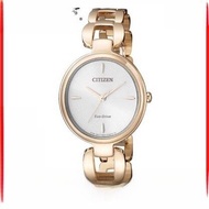 นาฬิกาข้อมือผู้หญิง Citizen Eco-Drive EM0423-81A สายโลหะ กลไกควอตซ์ หน้าปัดกลม สายรัดยาง หน้าปัดสีขา