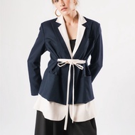 INVIO Yevanka Double Layer Belted Oversized Blazer Black Blazer Woman Blazer for Women Blazer Set | 