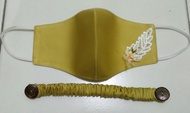 MASKER KAIN SATIN KUNING LEMON PLUS HIASAN HIJAB NON HIJAB