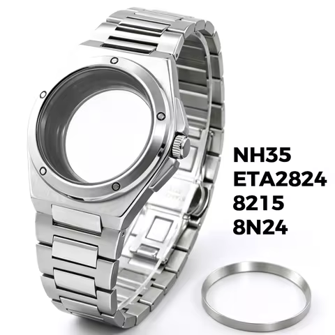 40mm Round Bezel Watch Case NH35 ETA2824 Miyiota 8215 8N24 No Logo For Seiko IWC Ingenieur NH35 Auto
